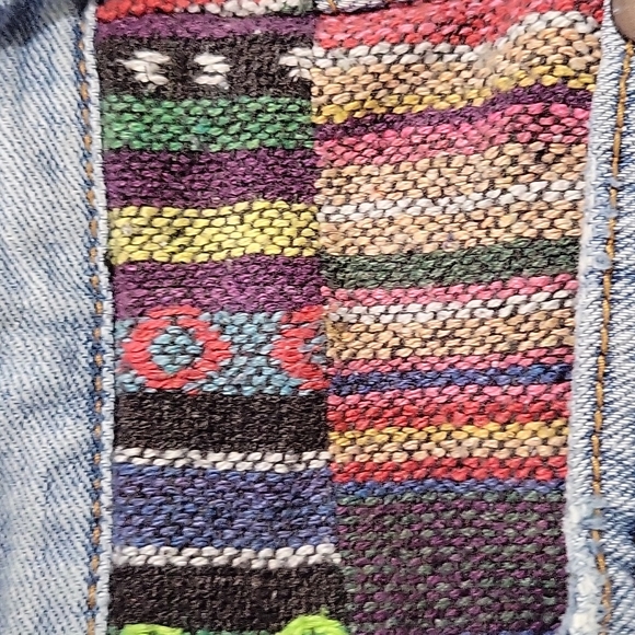Free People  denim  with weaven design  fabric  size 25  #28 - Picture 6 of 6